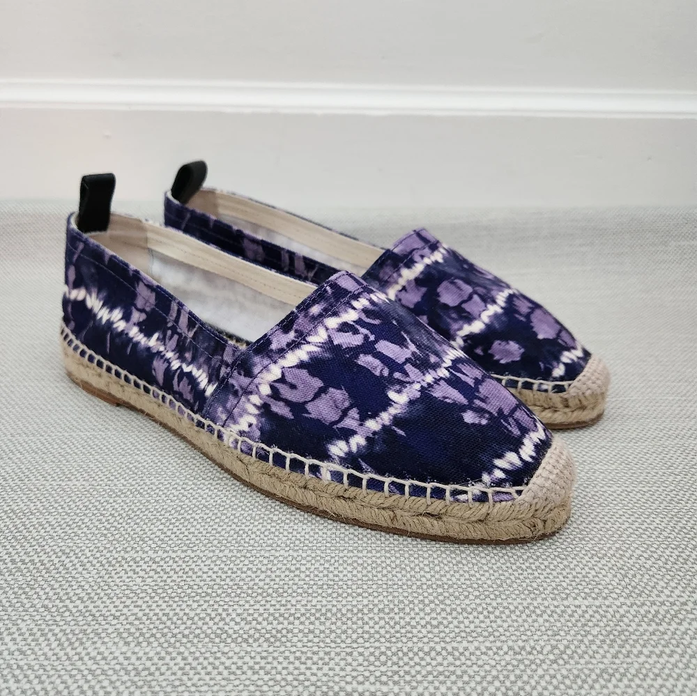 Altuzarra Kenda Size 41 Tie Dye Print Canvas Espadrille Loafer Berry Blue